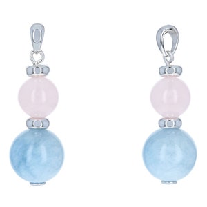 1 Pc Bag of 27X12 mm Rose Quartz Aquamarine Natural Pendant (GSP100318)