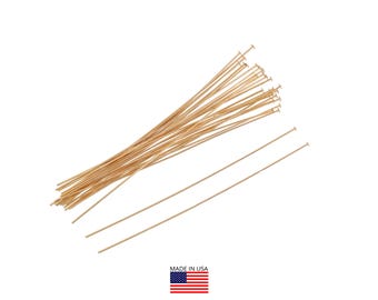 14k Gold Filled Head Pins 22 Gauge 3 Inch 10 Pc (GF22G30H10)