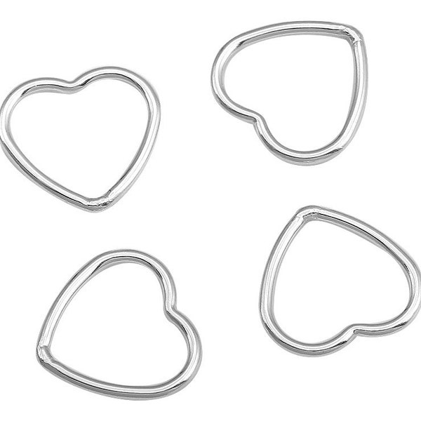 4 Pcs 10 mm Sterling Silver Wire Heart Charm (SSP100270)