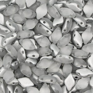 8x5 MM Gemduo™ Czech Glass Beads- Frosted Light Gray(CH1200005)