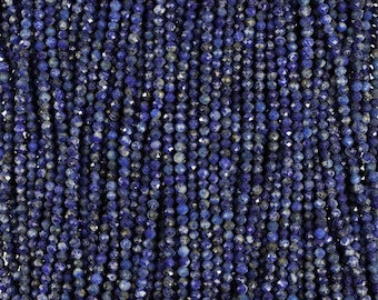 15 IN Strand of 2MM Natural Lapis Round Faceted Gemstone Beads(LP100131)