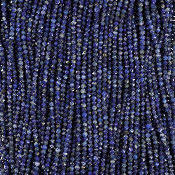 15 IN Strand of 2MM Natural Lapis Round Faceted Gemstone Beads(LP100131)