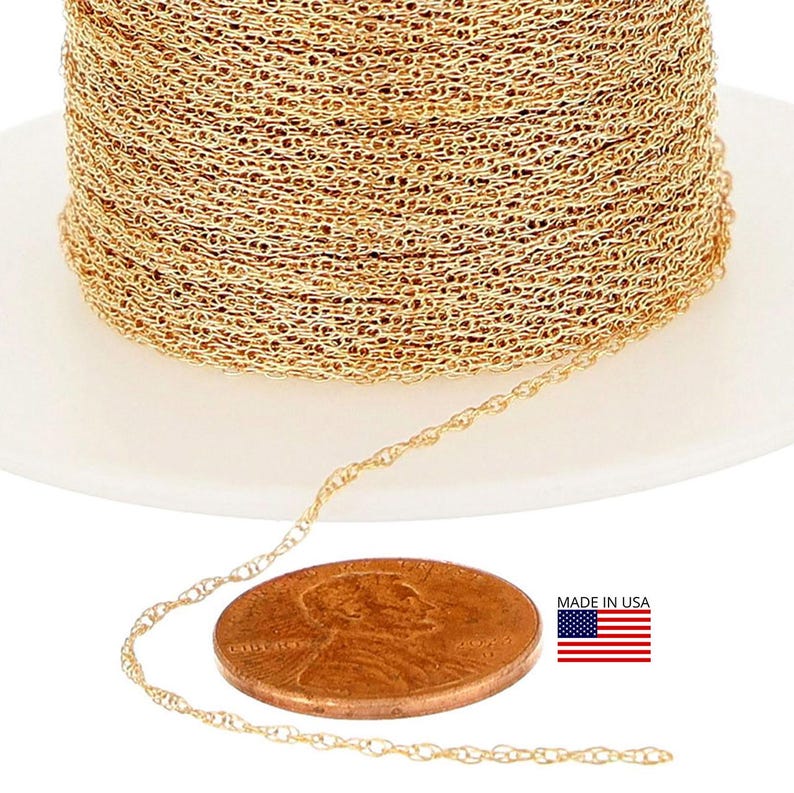 1 mm 14K Gold Filled Rope Chain (GF7R) Priced Per Foot image 1