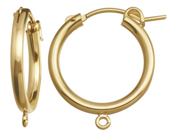 1 Pair 13 mm 14K Gold Filled Eurowire Hoop Earrings With Open Ring (GF4003839)