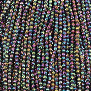 15 In Strand of 3 MM Hematite Round Faceted Beads Peacock(HEM100133)