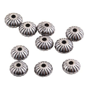 Oxidized Sterling Silver Corrugated Saucer Beads 4.5x3 mm - 10 Pcs (SS52020051)