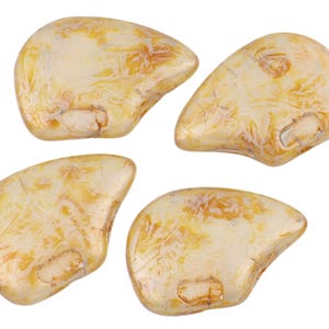 Polar Bear Czech Glass Beads 12x18mm 7pcs- Marbled Champagne (CH7400122)