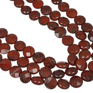 Cuentas de moneda de jaspe amapola: hilo de piedras preciosas facetadas de 12 mm (15,5 pulgadas) imagen 3