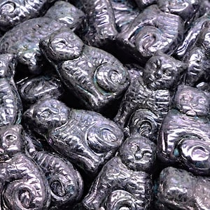 Copy of 8 Pcs 17x11mm Cat Pressed Czech Glass Beads -Dark Grey(CH7405103)
