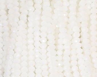 Rondelle Faceted Glass Beads 4mm-Cloudy White