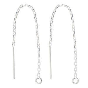Sterling Silver Flat Chain Ear Threaders 65mm - 1 Pair (SS4001708)
