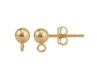 May include: A pair of gold-toned earring findings with a round ball and a jump ring. The findings are designed to be used with other jewelry components.