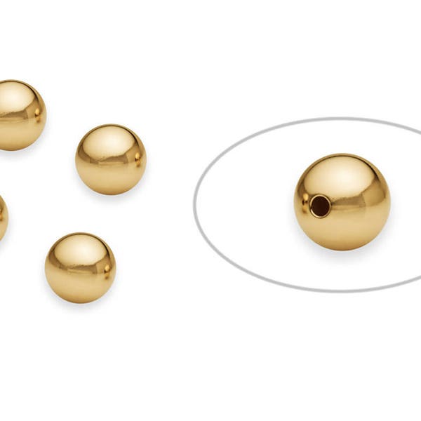 Sachet de 5 perles rondes de 8 mm remplies d'or 14 carats (GF52008)