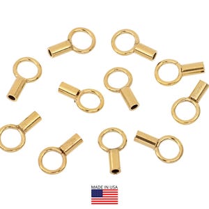 14K Gold Filled Crimp End Caps W/Ring 1mm ID - 5 Pcs (GF4005110)