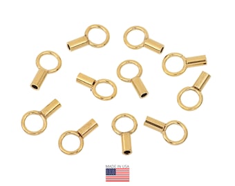 14K Gold Filled Crimp End Caps W/Ring 1mm ID - 5 Pcs (GF4005110)