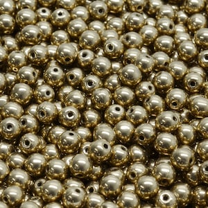 32 Pcs 4mm Czech Round Druck Glass Beads -Gold(CH6104128)