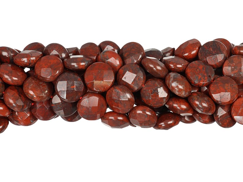 Cuentas de moneda de jaspe amapola: hilo de piedras preciosas facetadas de 12 mm (15,5 pulgadas) imagen 6