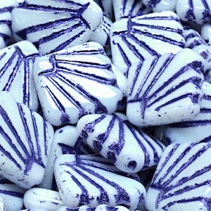 8 Pcs 17mm Diafan Pressed Czech Glass Beads -Blue And White(CH9003104)