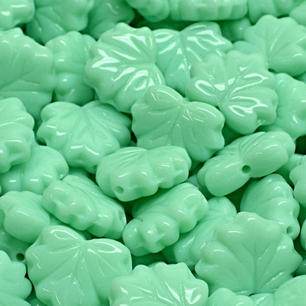 12 Pcs 13x11mm Maple Leaf Pressed Czech Glass Beads -Seafoam(CH7201105)