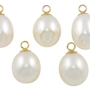 1 Pair Bag of 10 mm Natural White Freshwater Pearl Potato Pendants (FWPGF100102)