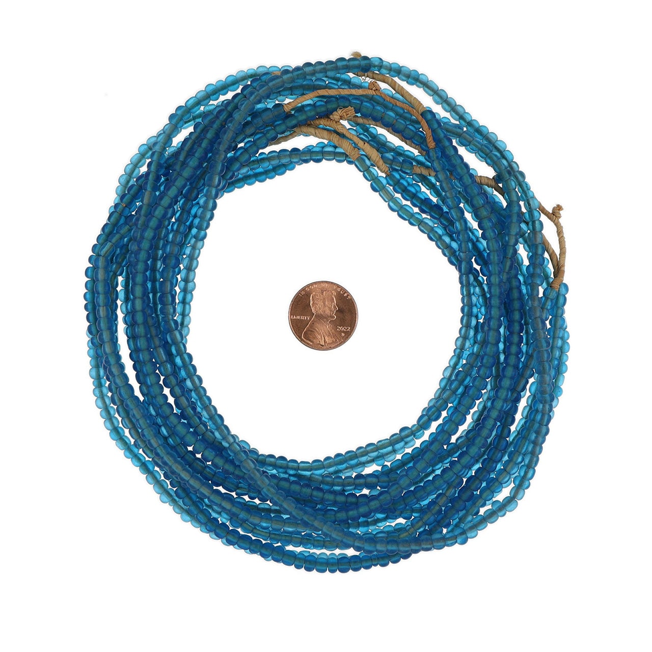 26 Inch Strand 2-5mm African Glass Seed Beads- Aqua Blue(GAF100309)
