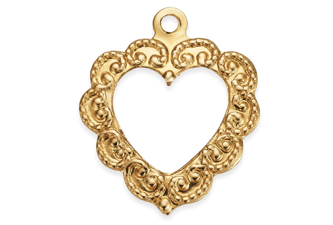 1 Pc Bag of 14K Gold Filled 11.2x14 Mm Fancy Heart Charm