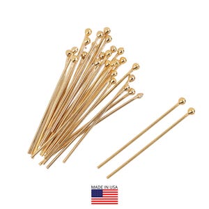 10 Pcs 14K Gold Filled Ball Head Pins, 22 Gauge, 1 Inch (GF4003321)