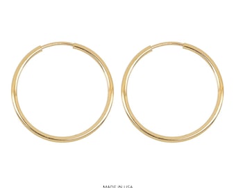 14k Gold Filled Endless Hoop Earrings 17mm - 1 Pair