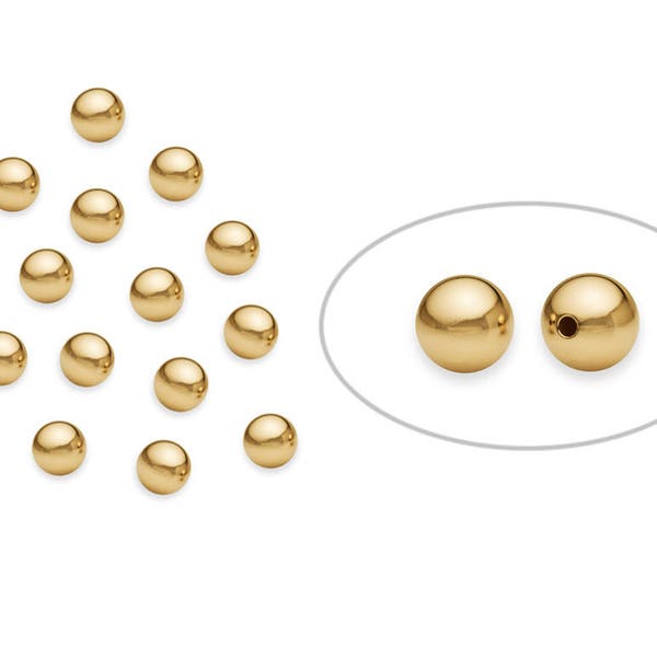 Busta da 50 pezzi di perline rotonde senza giunte riempite in oro 14K da 4 mm - 50 pezzi (2011000004)