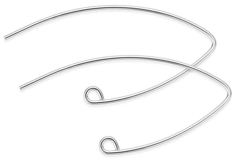 May include: Two silver-toned earring hooks with a curved shape and a small loop at the end.