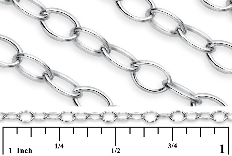 1 FT 1.4X2.2 Mm Sterling Silver Cable Chain SS916 Price per - Etsy