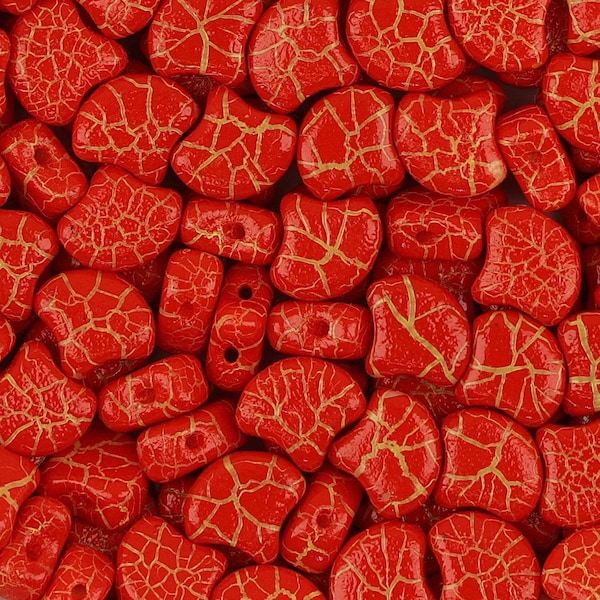 7.5x7.5 MM Matubo Ginko™ Czech Glass Beads- Ionic Red And Yellow(CH1300021)