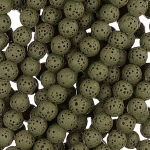 15 In Strand of 6MM Dyed Lava Rock Round Beads Dark Green(LV100611)