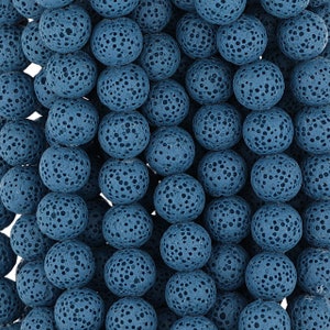 15 In Strand of 10MM Dyed Lava Rock Round Beads Blue(LV101007)