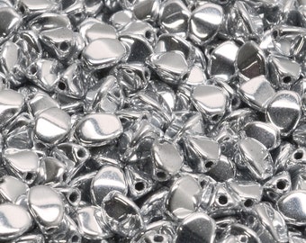 26 Pcs 5mm Pinch Pressed Czech Glass Beads -Metallic Silver(CH9004101)