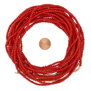24-Zoll-Strang 3-4 mm weiße afrikanische Herz-Glasschliffrondell-Perlen - Rot (GAF100188)