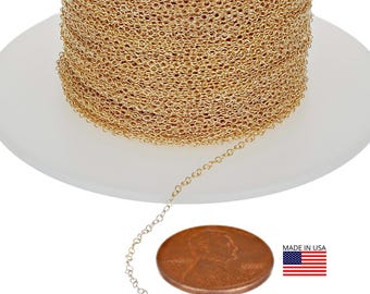 1.1x1.3 mm 14K Gold Filled Cable Chain Bulk  Price Per Foot