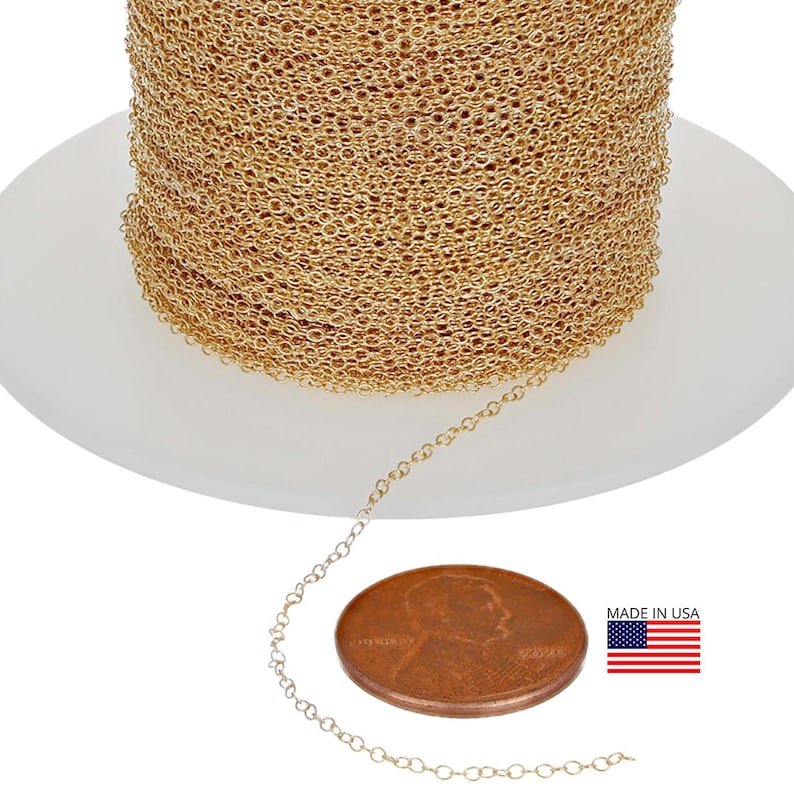 Cadena de eslabones chapada en oro de 14 quilates (1,1 x 1,3 mm) (GF1025) Precio por pie imagen 1