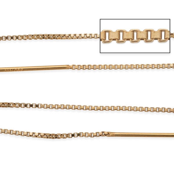1 Pair 80 mm 14K Gold Filled Box Chain Ear Threader, Ring Attached (GF4001702)