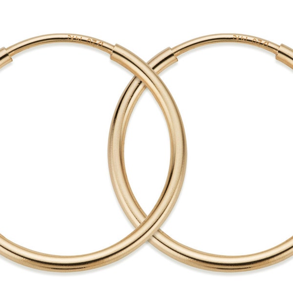 1 Pair 12 mm Thin 14K Gold Filled Hoop Earrings  (GF4003800) 1/20 inch Thickness 1/2 inch diameter