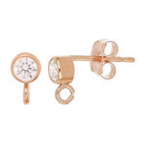 1 Pair Bag of 3 mm 14K Rose Gold Filled CZ Posts With Ring (RGF4001432)