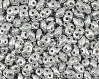 2.5x5 MM Superduo™ Czech Glass Beads- Aluminum Silver(CH1100019)