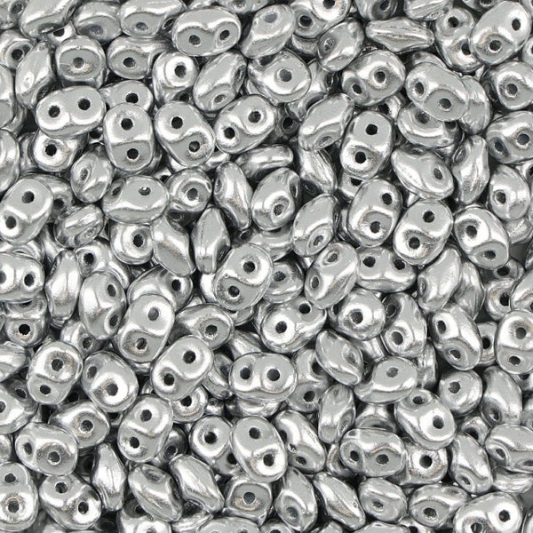 2.5x5 MM Superduo™ Czech Glass Beads- Aluminum Silver(CH1100019)