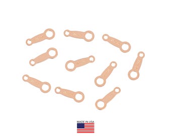 Zak van 10 stuks met 2 x 8 mm 14 kt roségoudgevulde dunne kwaliteitslabels (RGF400QT)