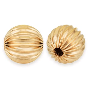 14K Gold Filled Round Corrugated Straight Beads 6mm - 2 Pcs (GF530106)