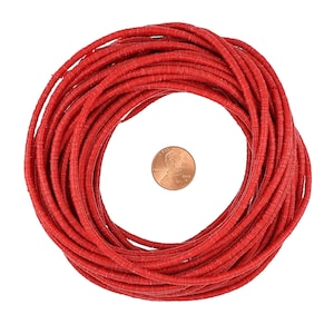 34 Inch Strand of 3mm African Vinyl Disk Bead - Fire Red (GAF100199)