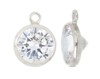 Bolsa de 1 par de gotas de circonita cúbica de plata de ley de 6 mm - TRANSPARENTES (SS4001368)