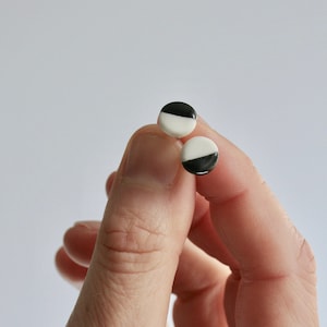 Handmade Porcelain Stud Earrings: Geometric Ceramic Jewelry