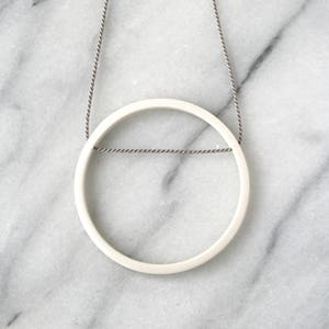 simple circle silk necklace / geometric jewellery / minimalist jewelry / porcelain or silk wedding anniversary gift image 1