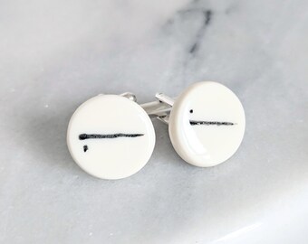 Porcelain stripe cufflinks / ceramic cufflinks / fathers day gift / handmade cufflinks / gift for him / 18th wedding anniversary present